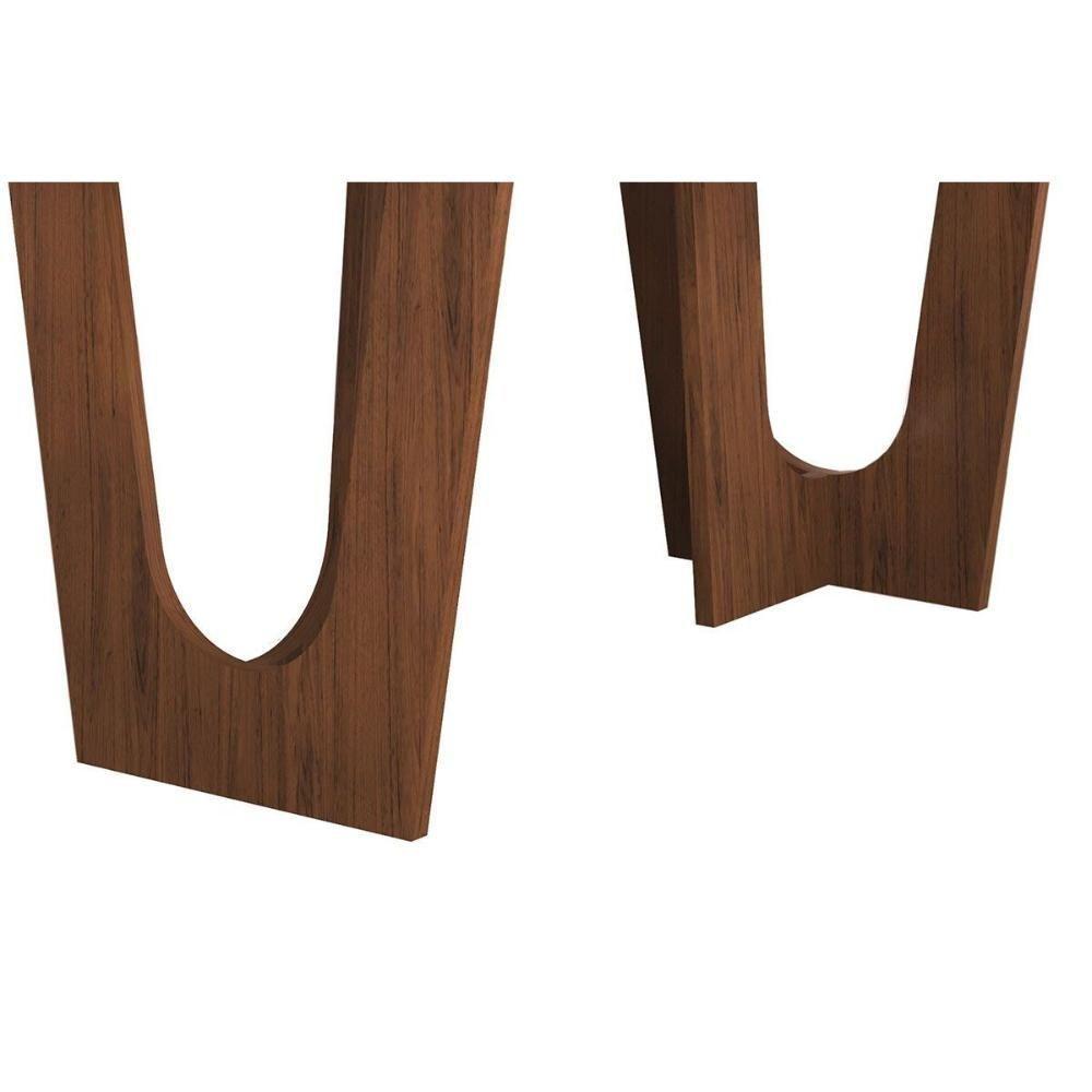 Mesa De Sala Jantar Nala C/ Tampo Madeirado C/ Vidro Curvo 170x90cm Cedro/off White - Dj Móveis - 7