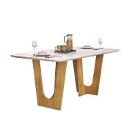 Mesa De Sala Jantar Nala C/ Tampo Madeirado C/ Vidro Curvo 170x90cm Cedro/off White - Dj Móveis - 1