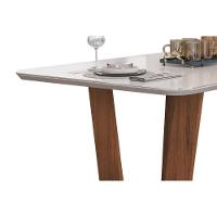 Mesa De Sala Jantar Nala C/ Tampo Madeirado C/ Vidro Curvo 170x90cm Cedro/off White - Dj Móveis - 6