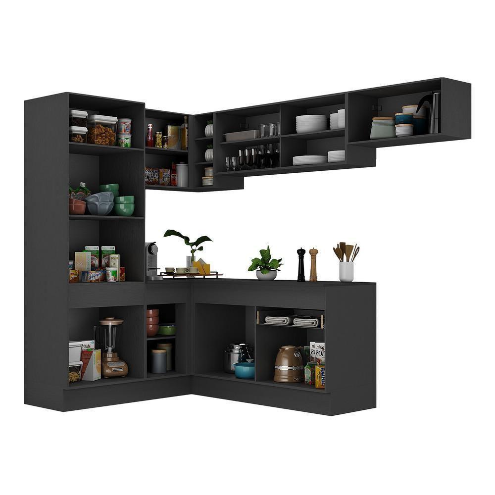 Armário De Cozinha Completa De Canto Preto/branco - 3