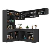 Armário De Cozinha Completa De Canto Preto/branco - 3