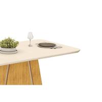 Mesa De Sala Jantar Gabi C/ Tampo Madeirado C/ Vidro Curvo 170x90cm Cedro/off White - Dj Móveis - 5