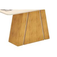 Mesa De Sala Jantar Gabi C/ Tampo Madeirado C/ Vidro Curvo 170x90cm Cedro/off White - Dj Móveis - 9