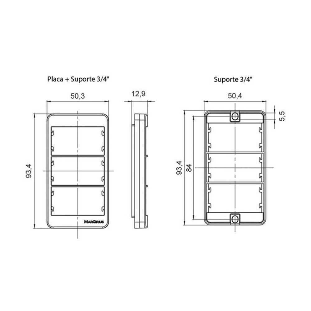 Placa Para Condulete Caixa 3/4" Com Interruptor Simples 10a E Tomada 2p+t 20a Margirius Sleek Branca Branco - 2