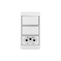 Placa Para Condulete Caixa 3/4" Com Interruptor Simples 10a E Tomada 2p+t 20a Margirius Sleek Branca Branco - 1