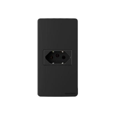 Placa Para Condulete Caixa 1" Com Tomada Margirius Sleek 2p+t 20a Preto Ebony Preto