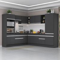 Armário De Cozinha Completa De Canto Preto/branco - 1