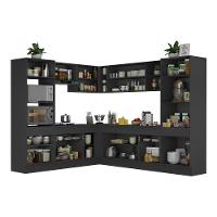 Armário De Cozinha Completa De Canto Preto/branco - 3