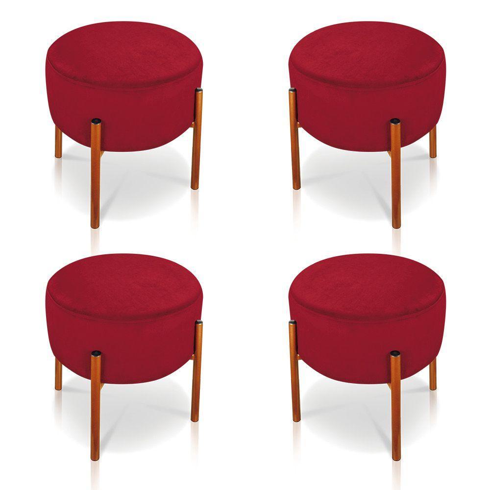 Kit 4 Puffs Iron Suede Cobre Vermelho - 1