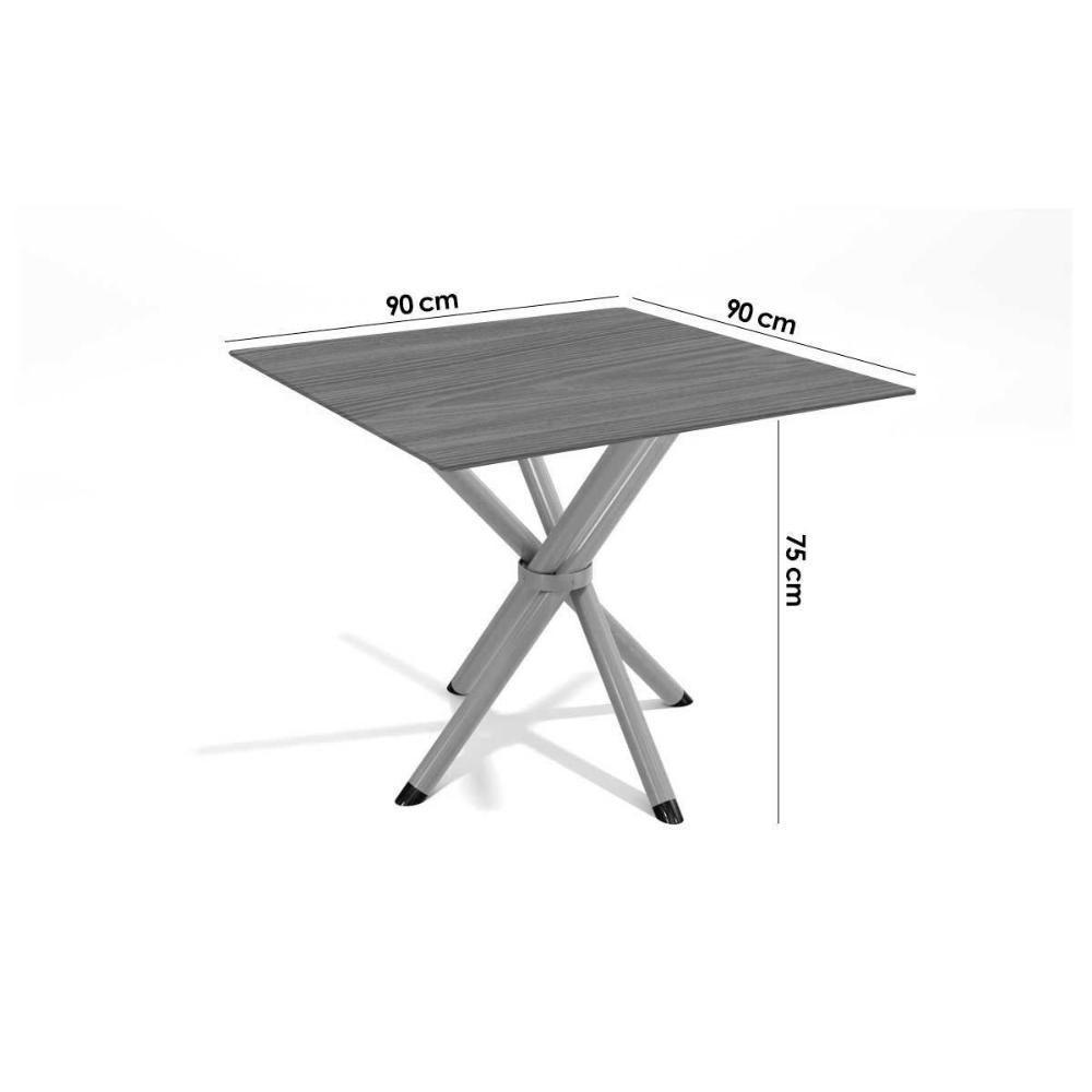 Sala De Jantar Completa Volga C/ Tampo De Madeira 90cm E 4 Cadeiras Holanda Cromado/nogueira - Branco - Kappesberg - 3