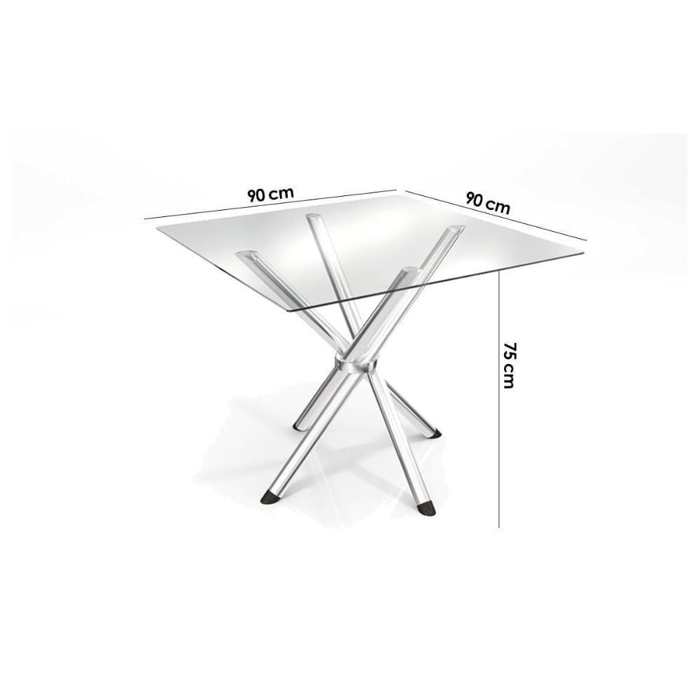 Sala De Jantar Completa Volga C/ Tampo De Vidro 90cm E 4 Cadeiras Noruega Cromada - Courano Capuccino - Kappesberg - 3