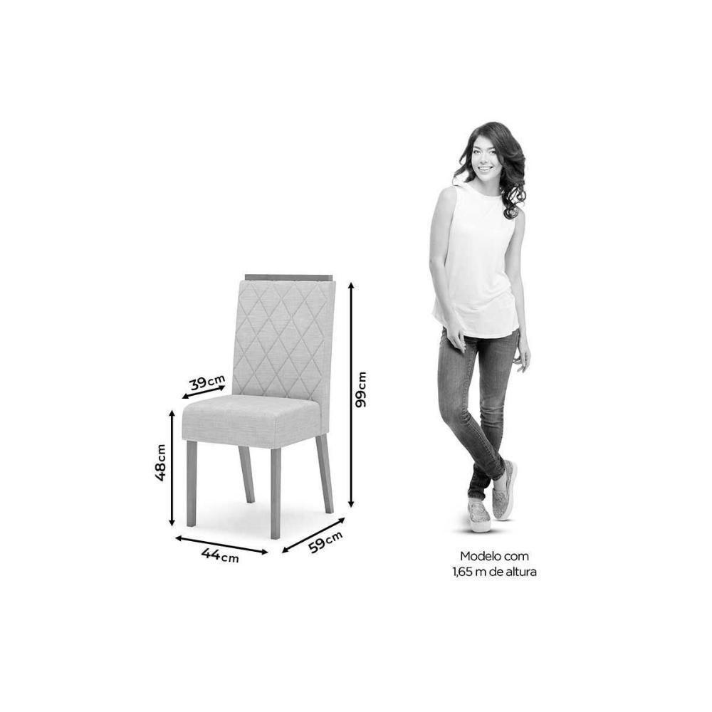 Sala De Jantar Completa Yara C/ Tampo Madeirado C/ Vidro Reto 160x90cm E 6 Cadeiras Nina Nature/suede Light Linho - Henn - 5