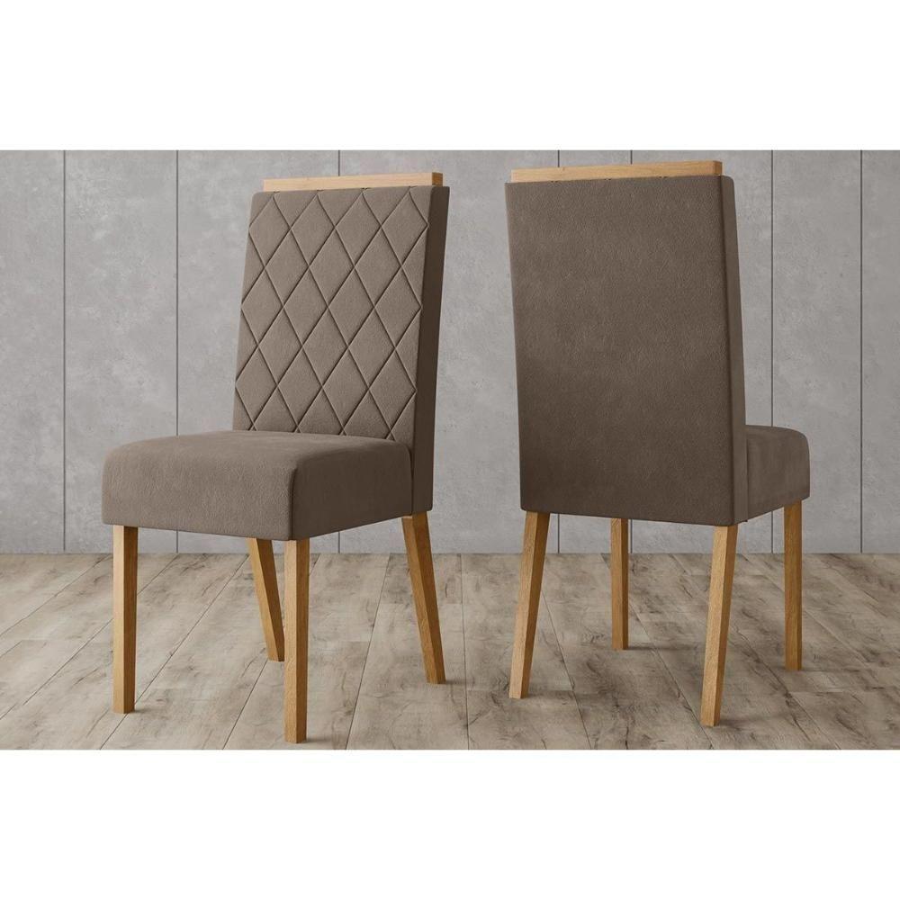 Sala De Jantar Completa Yara C/ Tampo Madeirado C/ Vidro Reto 160x90cm E 6 Cadeiras Nina Nature/suede Light Linho - Henn - 8