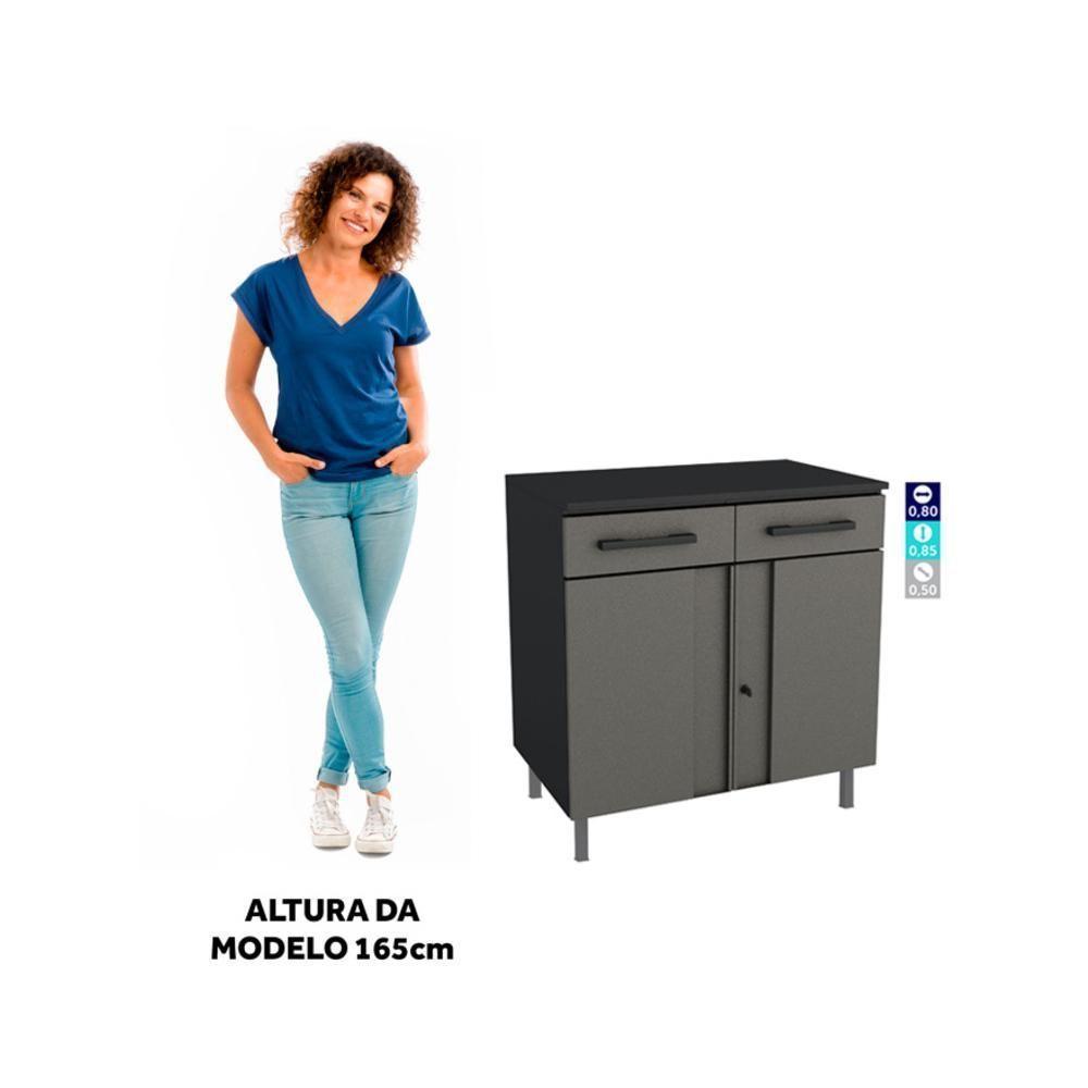 Balcão Aço Lavanderia Multiuso Multimóveis Cr6045 Cinza/pto - 6