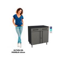 Balcão Aço Lavanderia Multiuso Multimóveis Cr6045 Cinza/pto - 6