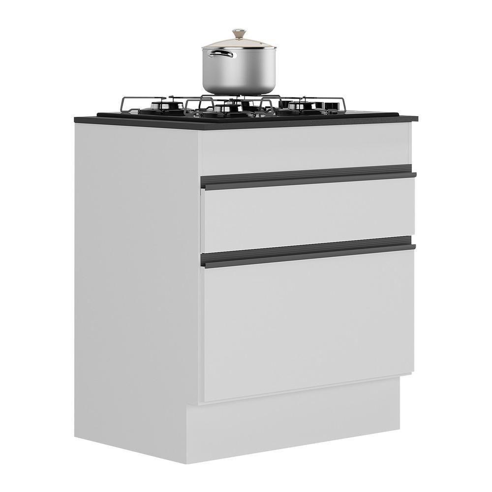 Balcão Cozinha Para Cooktop 70 Cm 1 Porta Branco/preto - 1
