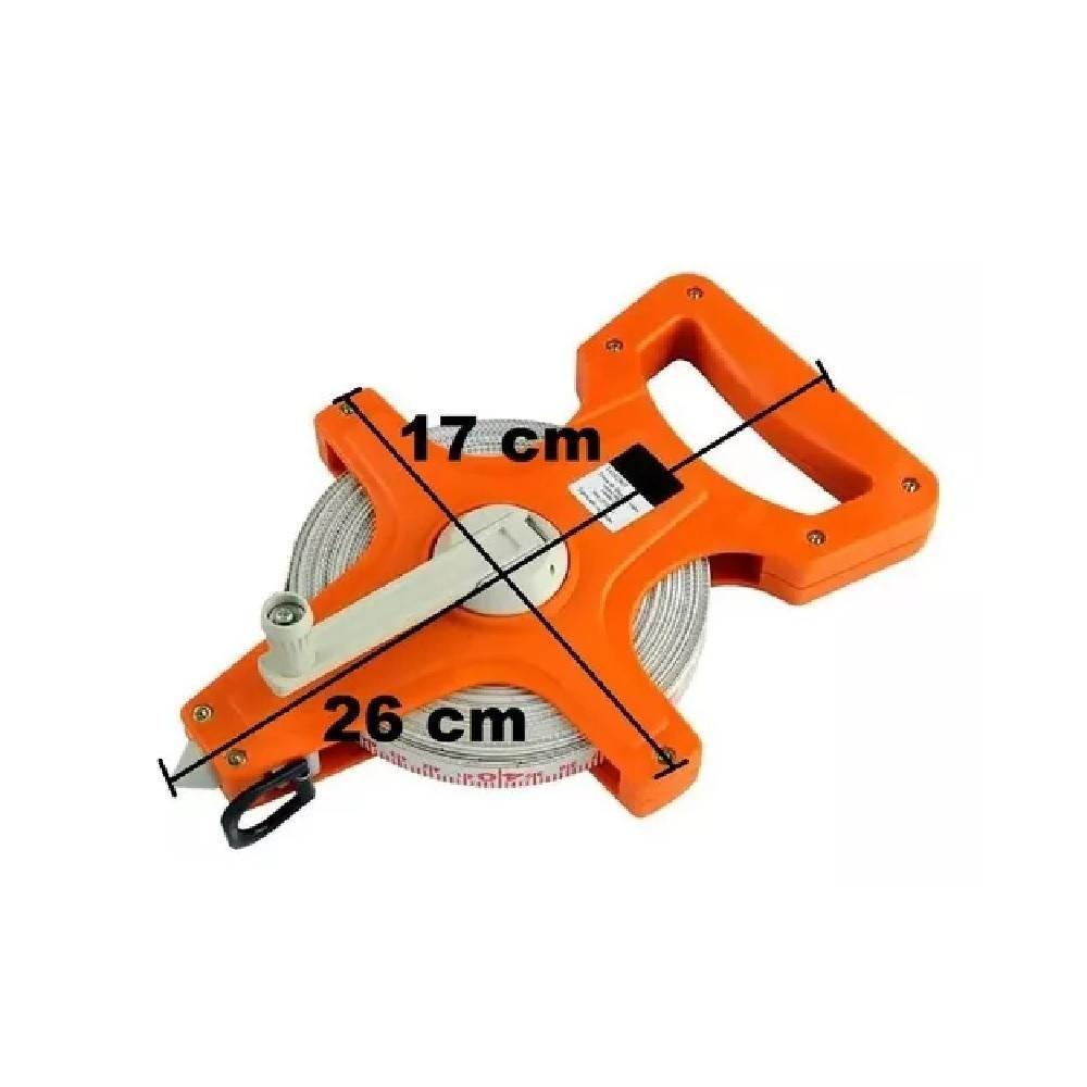 Trena 50 Metros Metrica Gigante Fibra De Vidro Medicao Com Manivela Caixa Aberta Profissional - 8