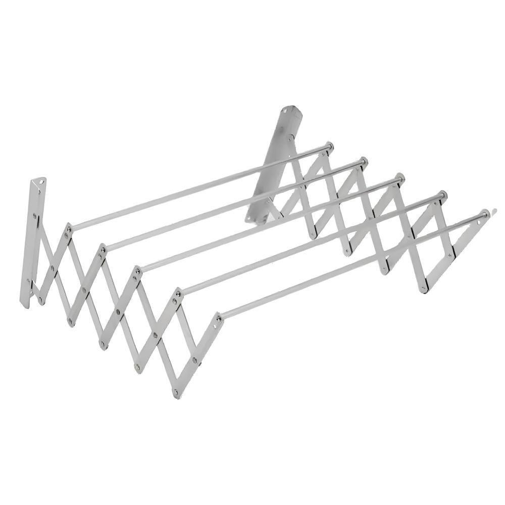 Varal De Parede Sanfonado Retratil Suporte Roupas Toalha Multiuso Lavanderia Apartamento Reforçado Branco - 1