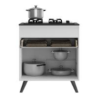 Balcão Cozinha Para Cooktop 70Cm 1 Porta Branco/preto - 3