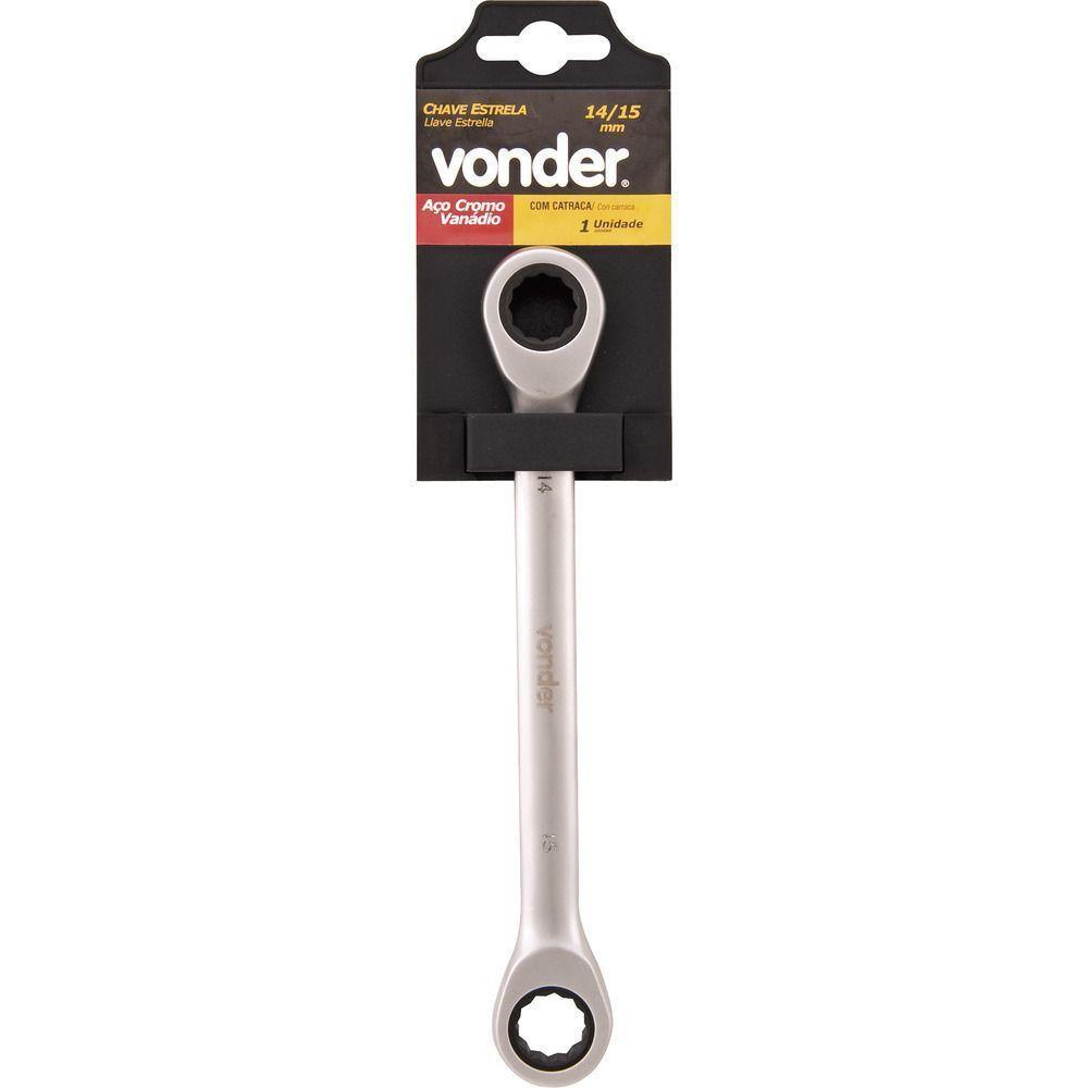 Chave Estrela Com Catraca 18x19mm Cromo Vanádio Vonder - 1