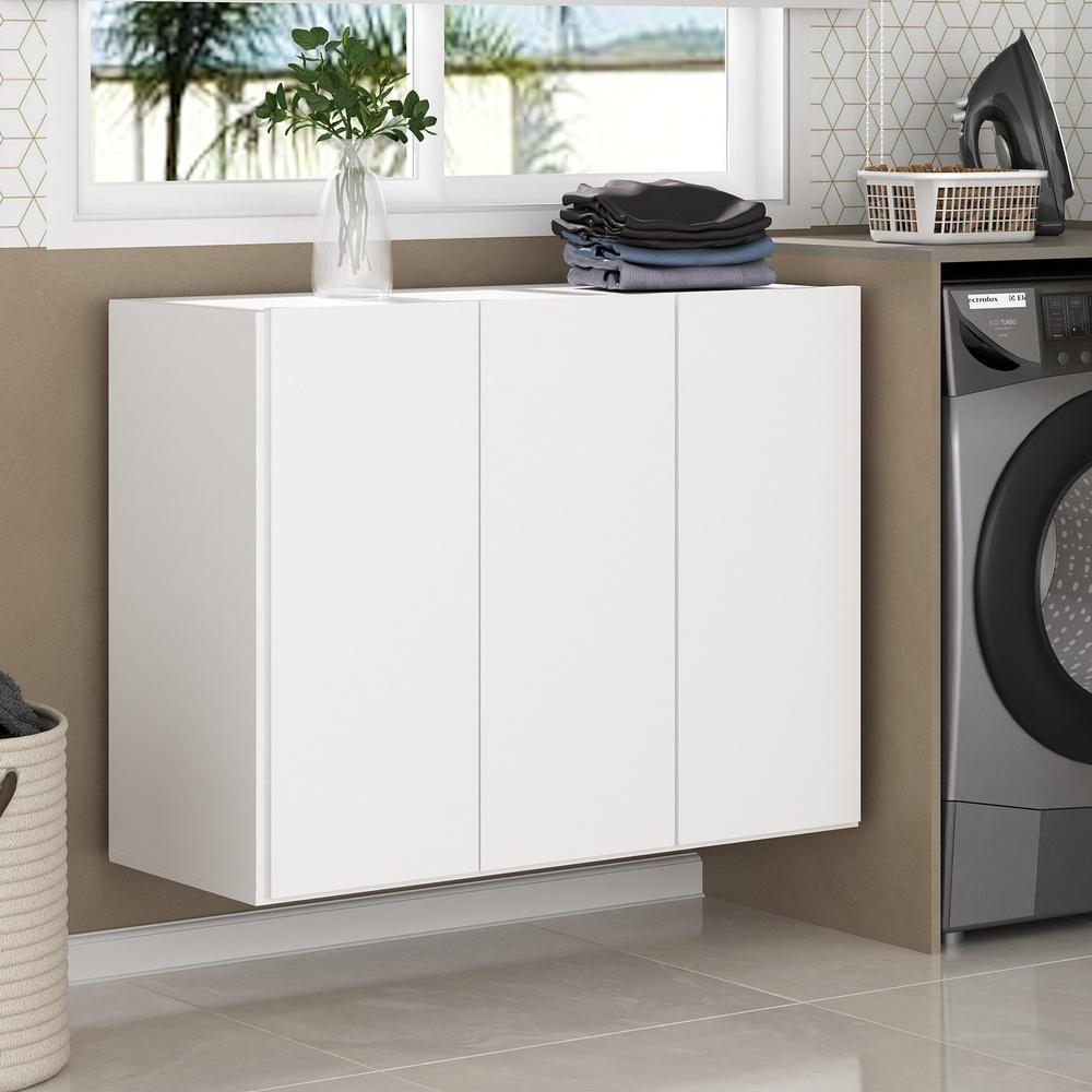 Armário Lavanderia Suspenso Com 3 Portas Multimóveis Mp5032 Branco - 1