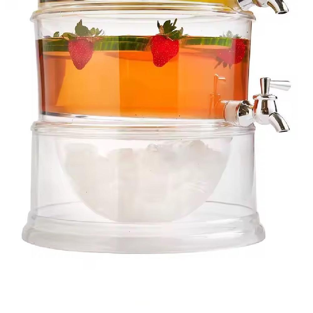 Suqueira Tripla Dispenser 3 Em 1 Grande 10,5 Litros Acrilica Multiuso Empilhavel Independente Kit Refresqueira Suco Agua - 5