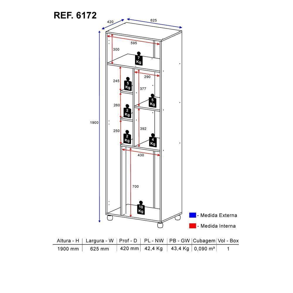 Armário Multiuso para Lavanderia com Porta Vassouras Branco - 4