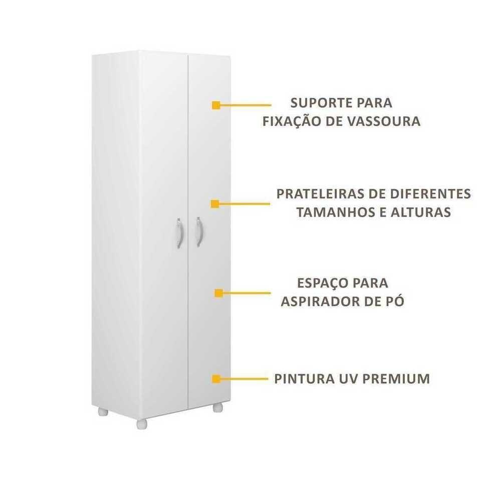 Armário Multiuso para Lavanderia com Porta Vassouras Branco - 5