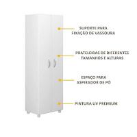 Armário Multiuso para Lavanderia com Porta Vassouras Branco - 5