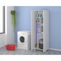 Armário Multiuso para Lavanderia com Porta Vassouras Branco - 6