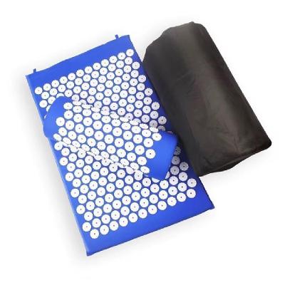 Tapete Terapeutico Acupuntura Massagem Yoga Almofada Travesseiro Relaxante Portatil Alivio Estresse Azul