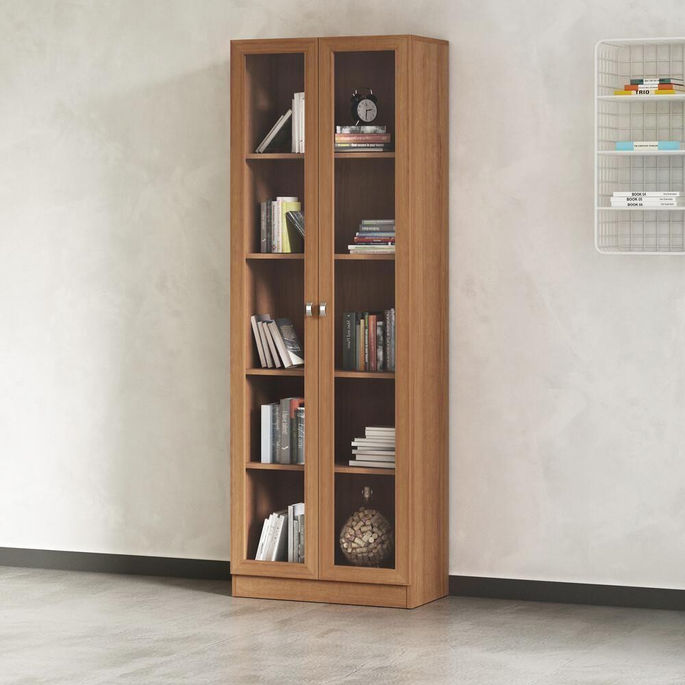 Armário Estante Com 2 Portas De Vidro Cr25069 Amendoa - 1