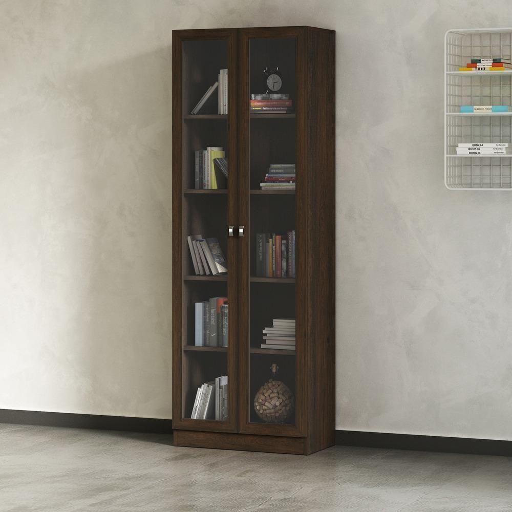 Armário Estante Com 2 Portas De Vidro Cr25069 Rustico - 1