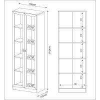Armário Estante Com 2 Portas De Vidro Cr25069 Rustico - 3