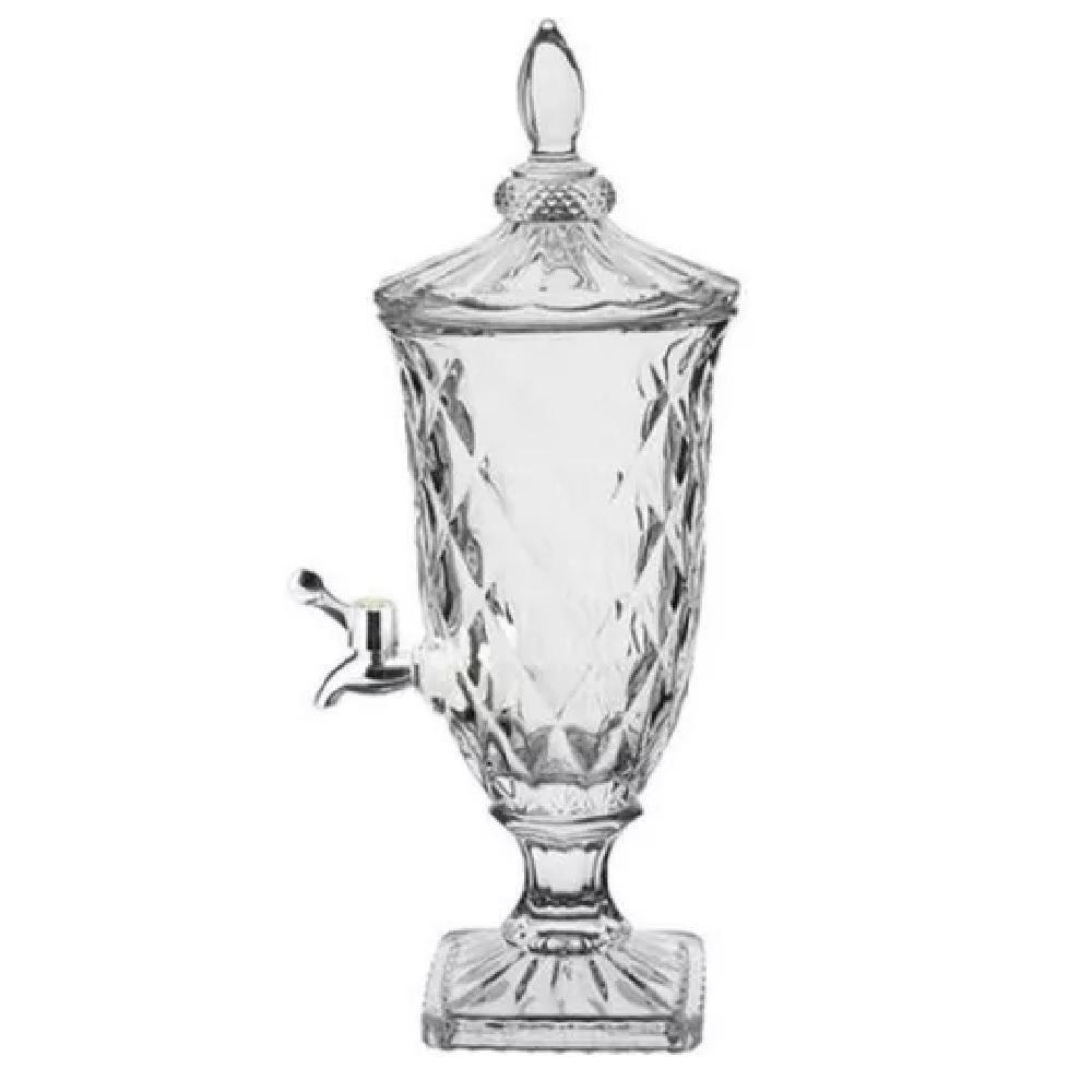 Suqueira De Cristal Dispenser De Bebidas Vidro 2 Litros Com Torneira Luxo Vintage Festa Casamento - 1