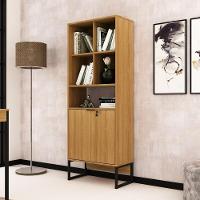 Armário Estante Com 2 Portas Cr25052 Amendoa/Preto - 1