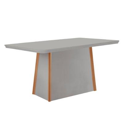 Mesa De Jantar Diane 120cm Tampo Mdf E Vidro Moderna Mobilia Naturalle/off White/serig. Off Com Vidro