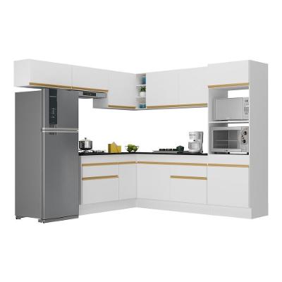 Armário de Cozinha Completa de Canto V2105 11 Portas 2 Gavetas MDP Preto