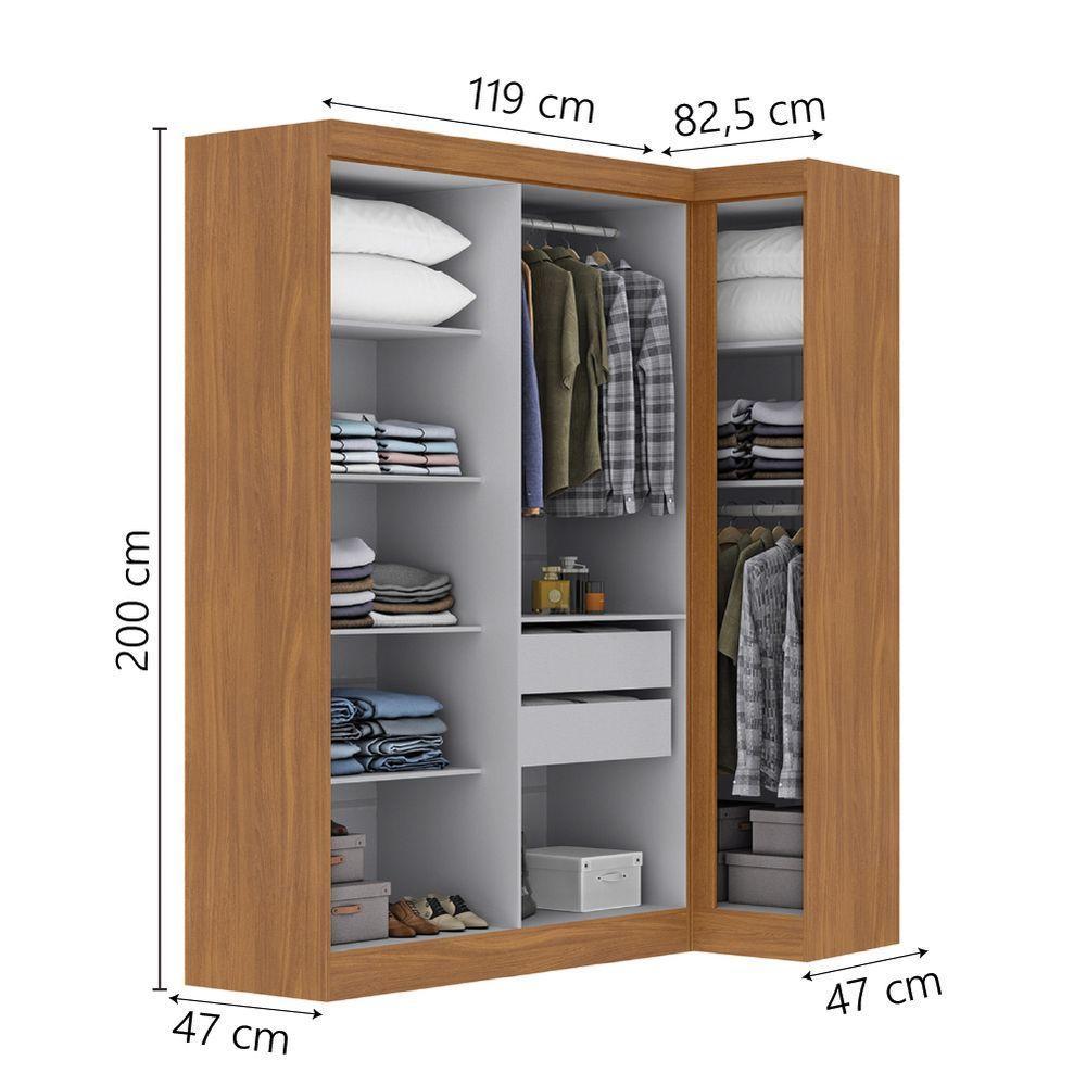 Quarto Modulado De Canto Madrid Com 5 Portas E 2 Gavetas Maxel - 3