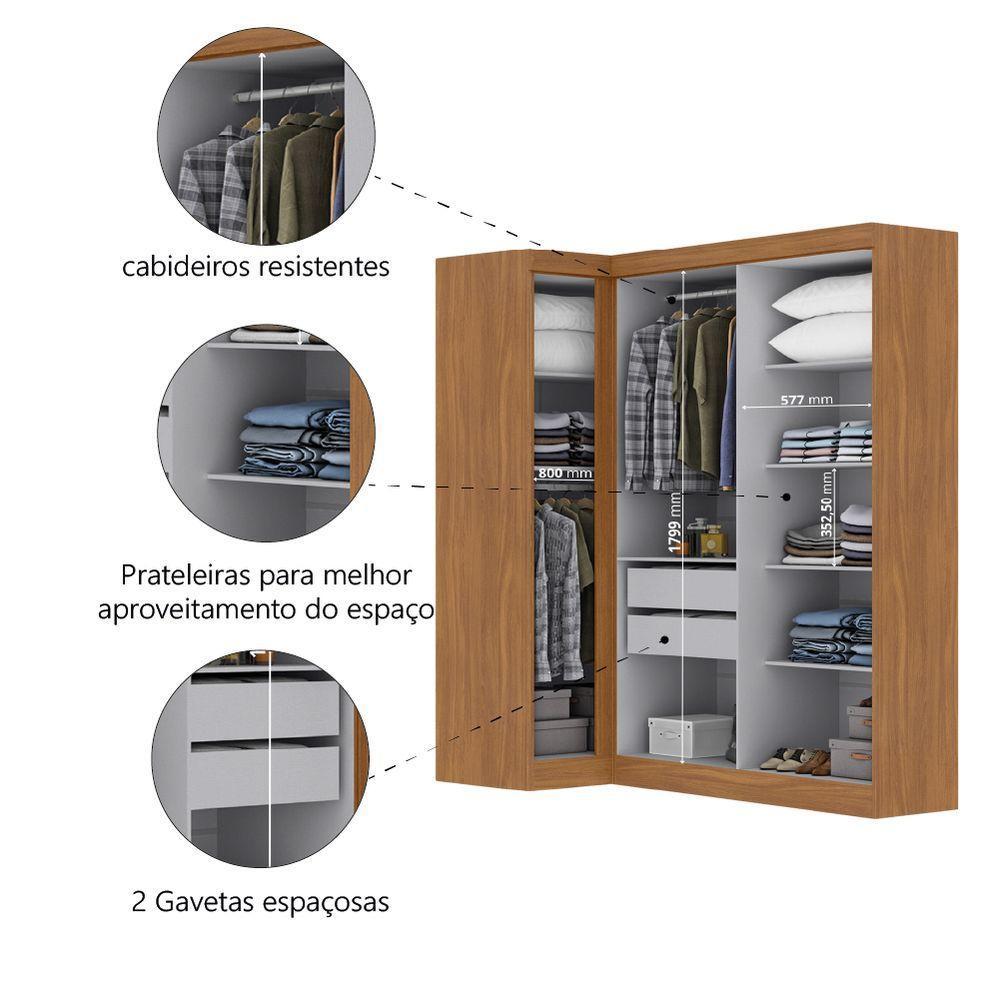 Quarto Modulado De Canto Madrid Com 5 Portas E 2 Gavetas Maxel - 4