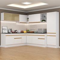 Armário De Cozinha Completa De Canto Com Rodapé Veneza Multimóveis V2100 Branco/dourado Branco/dourado - 5