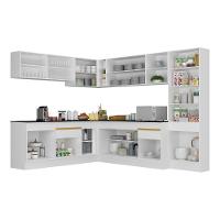 Armário De Cozinha Completa De Canto Com Rodapé Veneza Multimóveis V2100 Branco/dourado Branco/dourado - 6