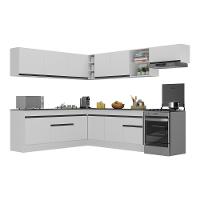 Armário De Cozinha Completa De Canto Com Rodapé Veneza Multimóveis V2103 Branco/preto Branco/preto - 1