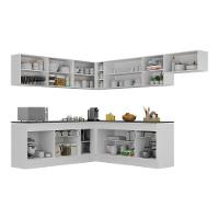 Armário De Cozinha Completa De Canto Com Rodapé Veneza Multimóveis V2103 Branco/preto Branco/preto - 3