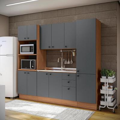 Cozinha Modulada Pixel Kappesberg 100% Mdp Canela-cinza Sagrado 240cm