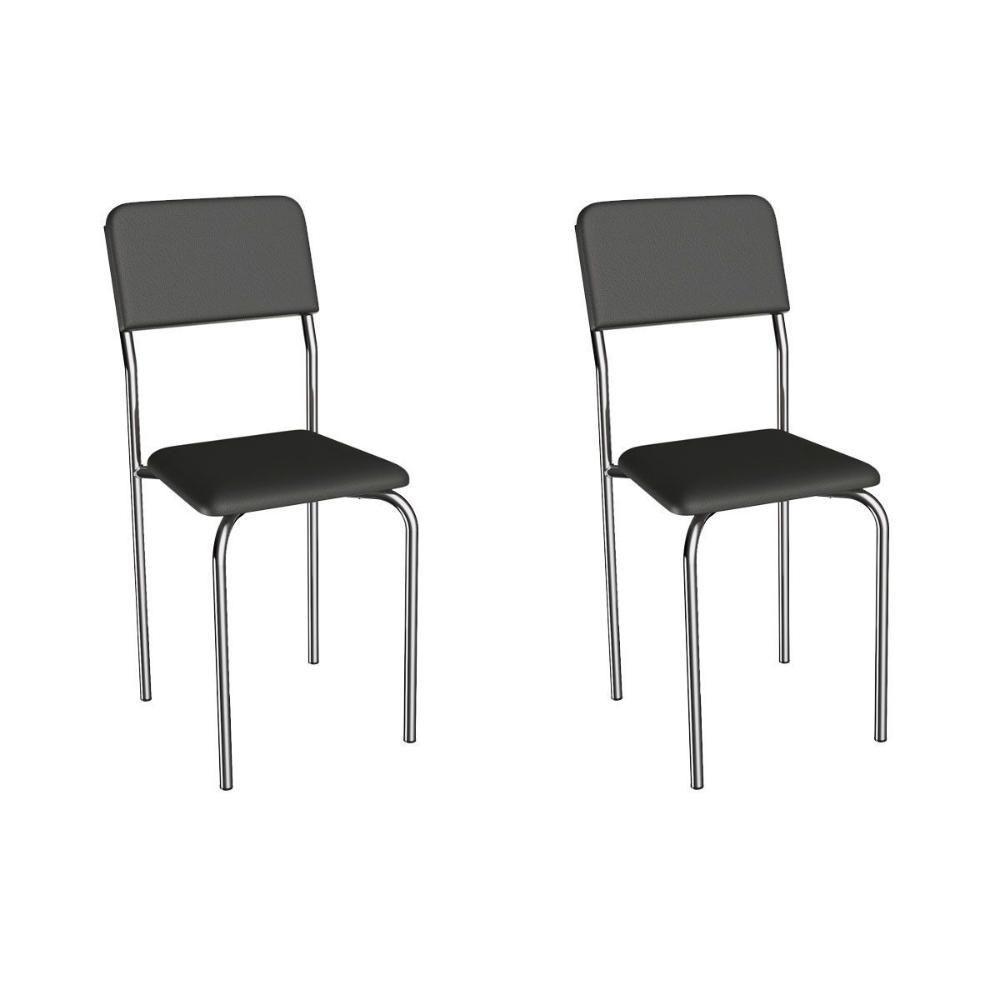 Cadeira Sala De Jantar Ibiza 2c133cr Aço Kit 2 Un Cromado/ano Preto - Kappesberg - 1
