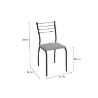 Cadeira Sala De Jantar Malta 2c140prf Aço Kit 2 Un Preto/linho Bege Fendi - Kappesberg - 2