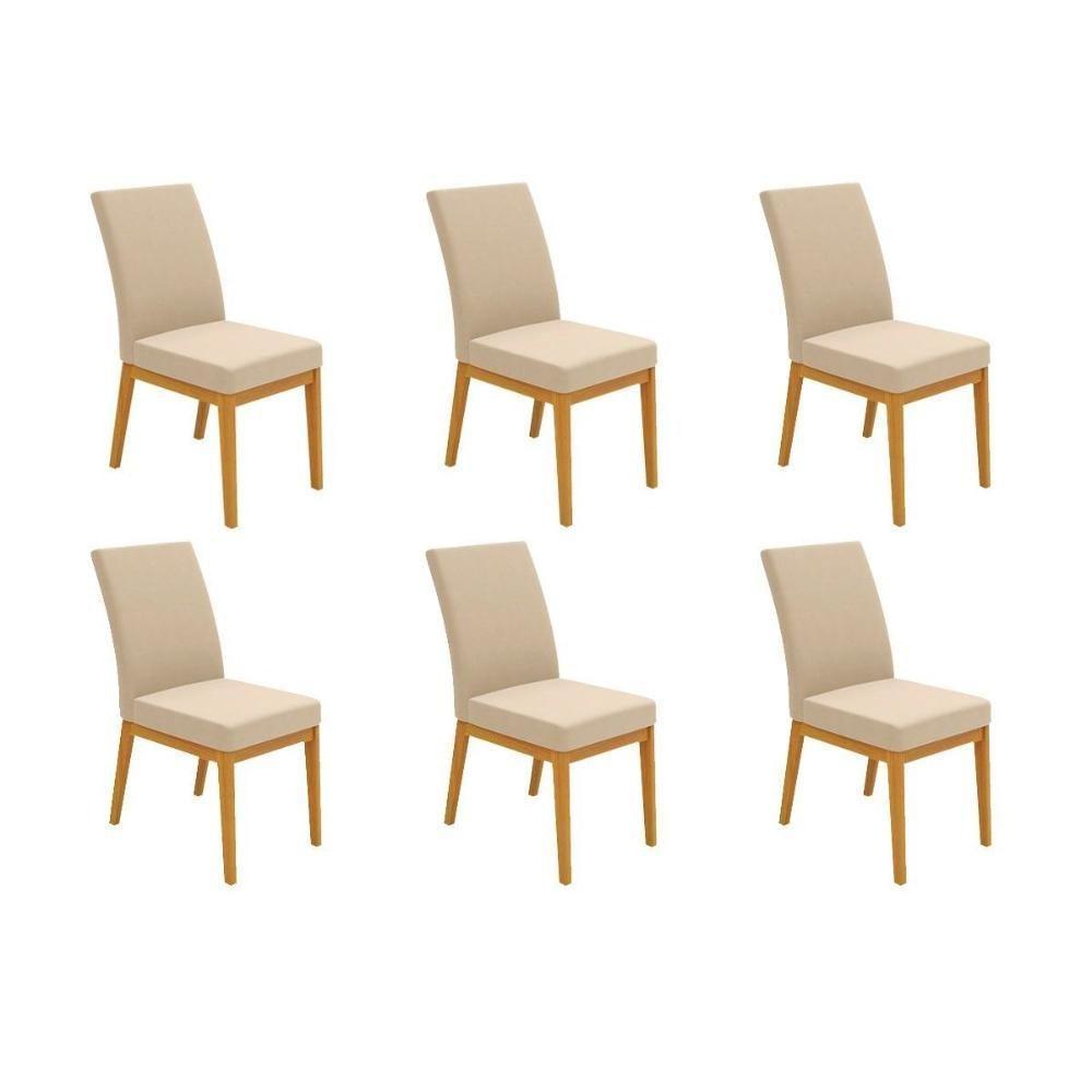 Cadeira Sala De Jantar Isadora Kit 6 Un Ipe/suede Creme - Dj Móveis - 1