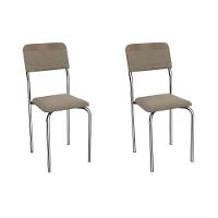 Cadeira Sala De Jantar Ibiza 2c133cr Aço Kit 2 Un Cromado/linho Compose Bege - Kappesberg - 1