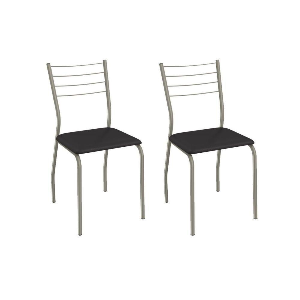 Cadeira Sala De Jantar Malta 2c140nk Aço Kit 2 Un Niquel/ano Preto - Kappesberg - 1